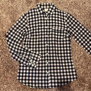 Xs J. Crew Navy & White Plaid Button Up Shirt